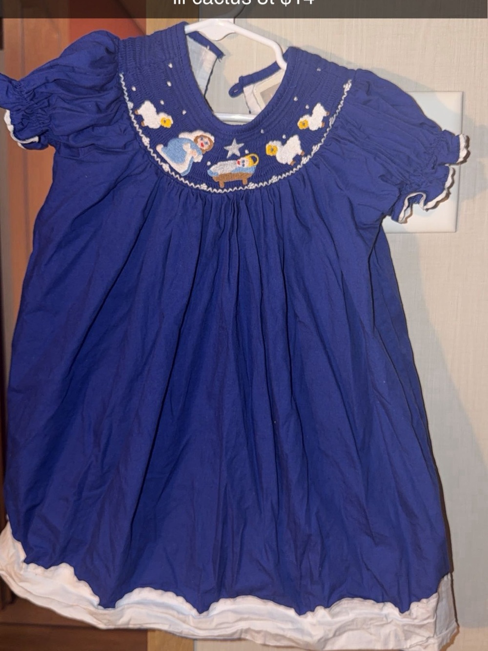 Blue Smocked Nativity Girls's Dress smocked